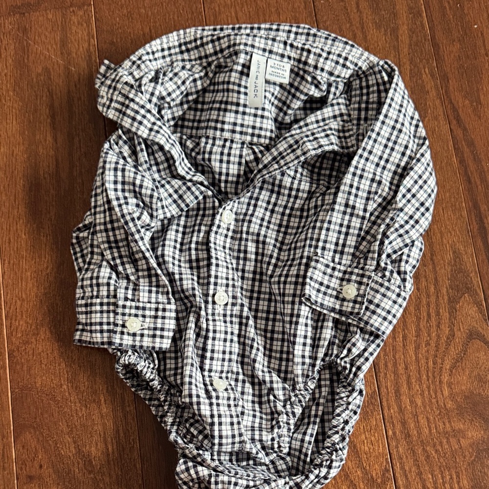 Janie and Jack Monochrome Plaid Button-Down Shirt